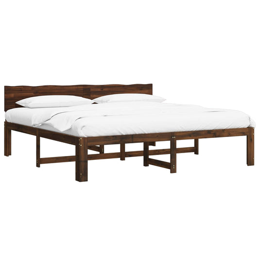 Double Bed Frame with Headboard ROSTOCK Dark Brown 200 x 200 cm