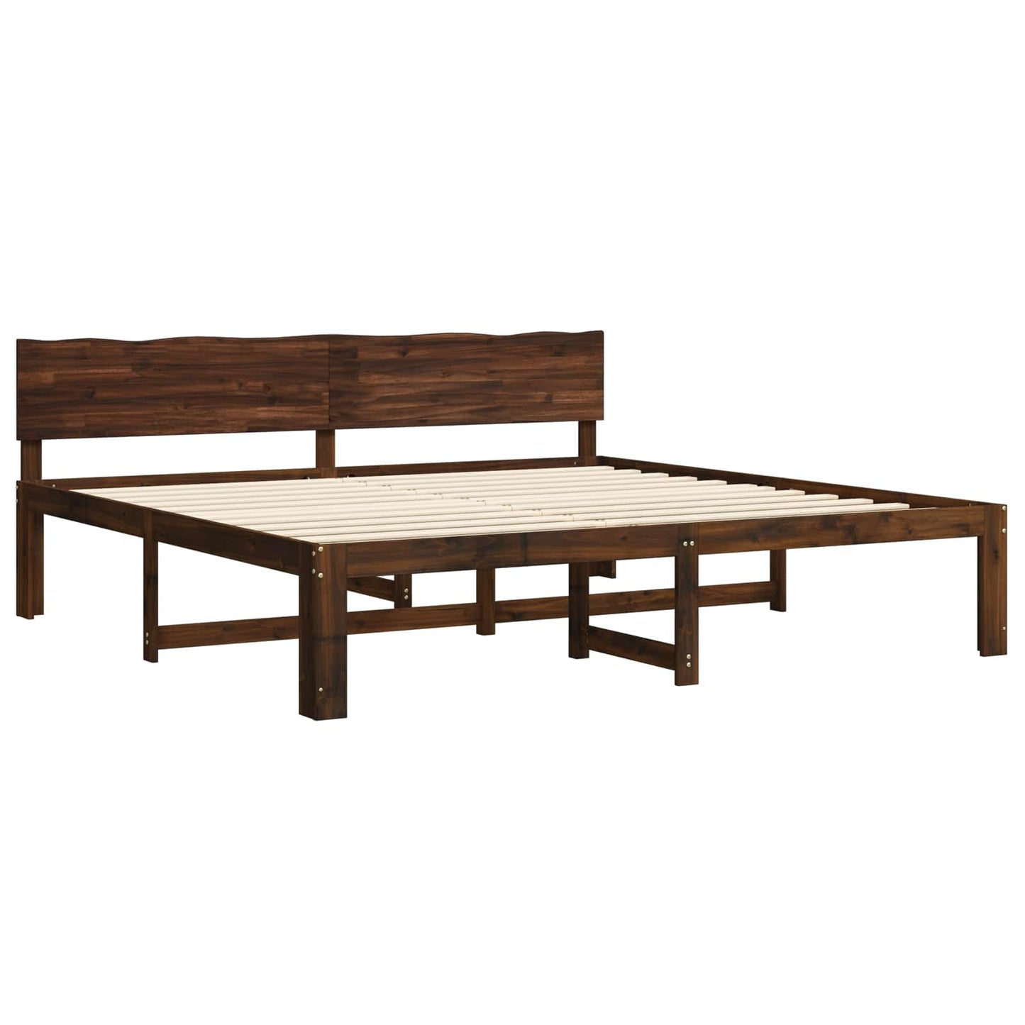 Double Bed Frame with Headboard ROSTOCK Dark Brown 200 x 200 cm