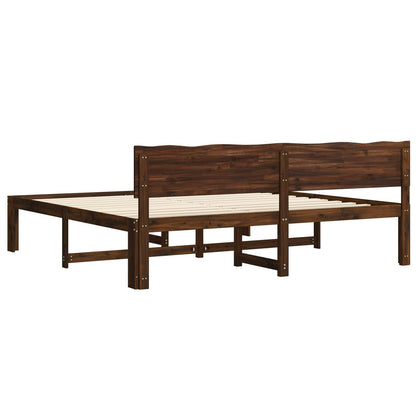 Double Bed Frame with Headboard ROSTOCK Dark Brown 200 x 200 cm