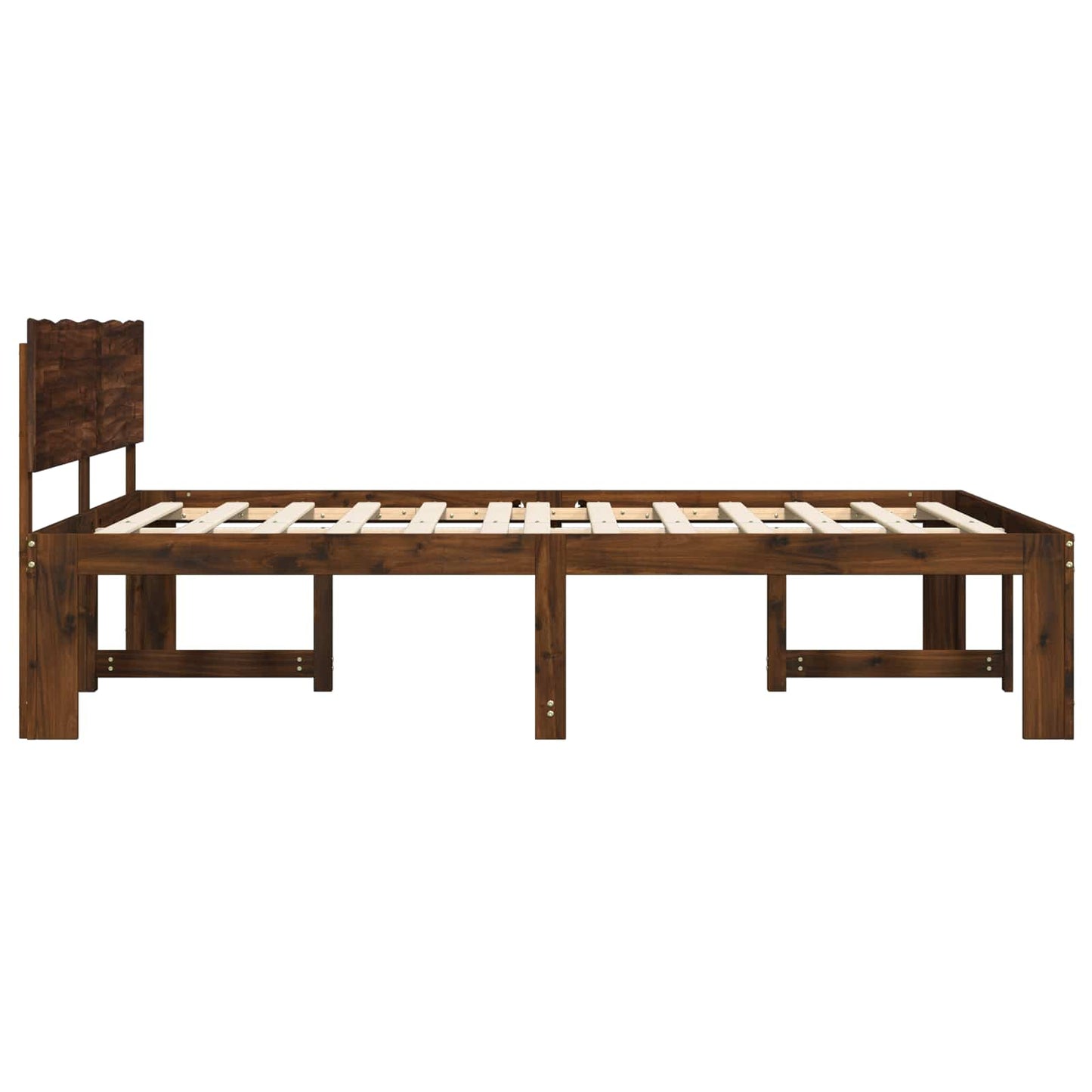 Double Bed Frame with Headboard ROSTOCK Dark Brown 200 x 200 cm