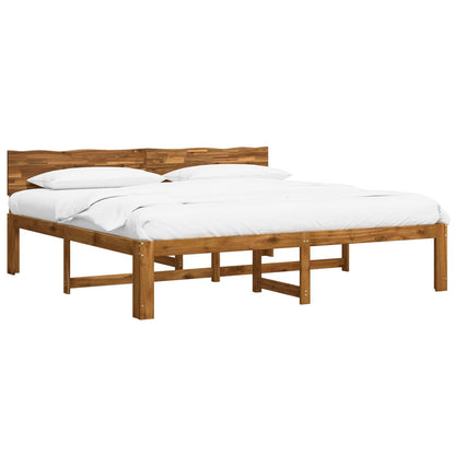 Double Bed Frame with Headboard ROSTOCK Natural 200 x 200 cm