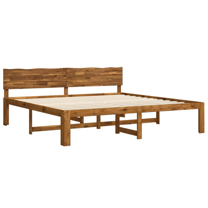 Double Bed Frame with Headboard ROSTOCK Natural 200 x 200 cm
