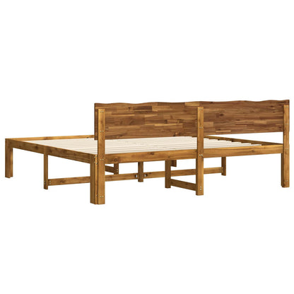 Double Bed Frame with Headboard ROSTOCK Natural 200 x 200 cm
