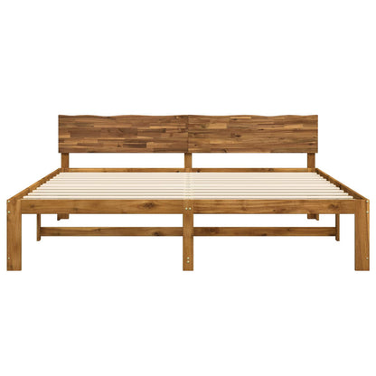 Double Bed Frame with Headboard ROSTOCK Natural 200 x 200 cm