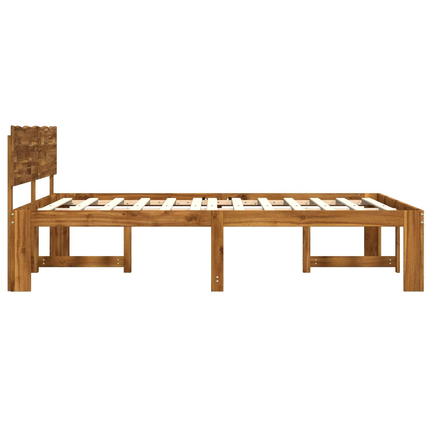 Double Bed Frame with Headboard ROSTOCK Natural 200 x 200 cm