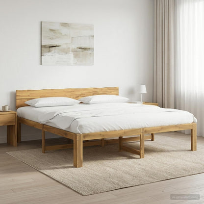 Double Bed Frame with Headboard ROSTOCK White 200 x 200 cm
