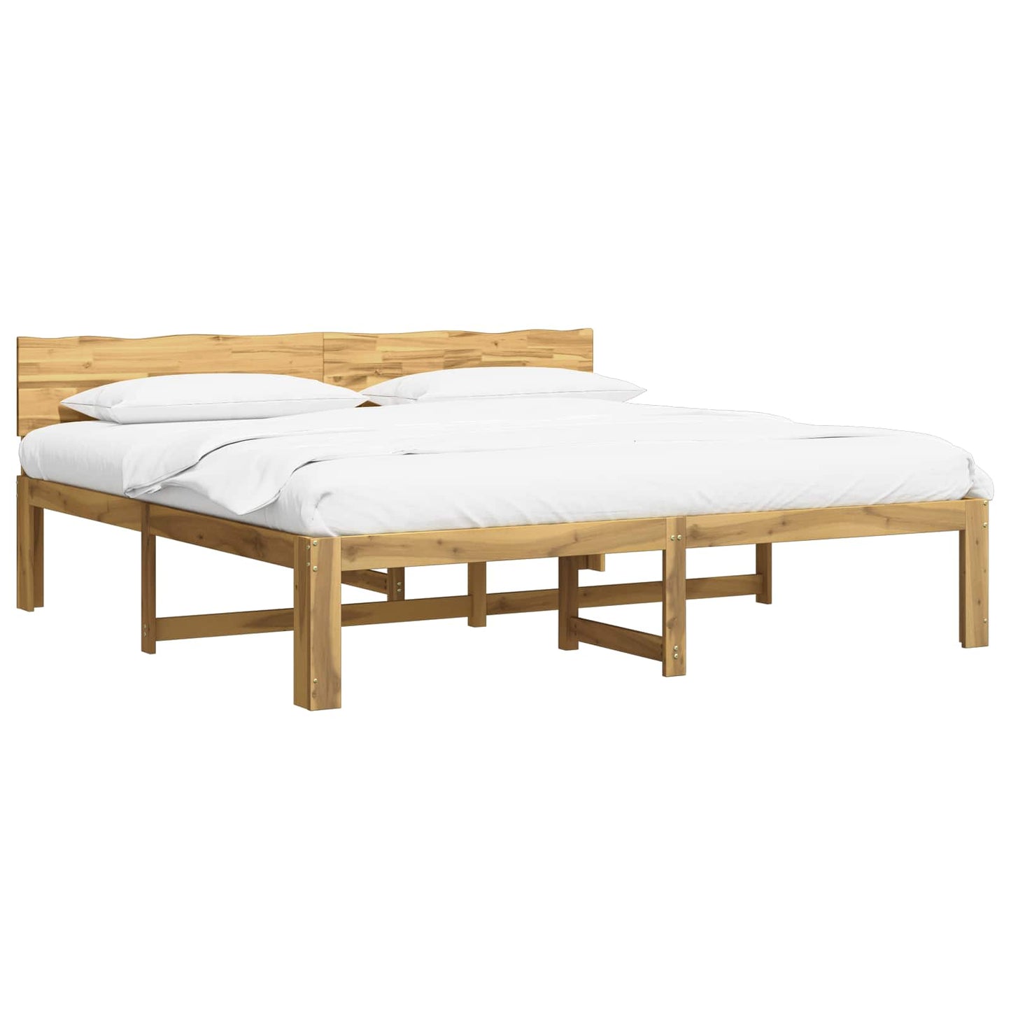 Double Bed Frame with Headboard ROSTOCK White 200 x 200 cm