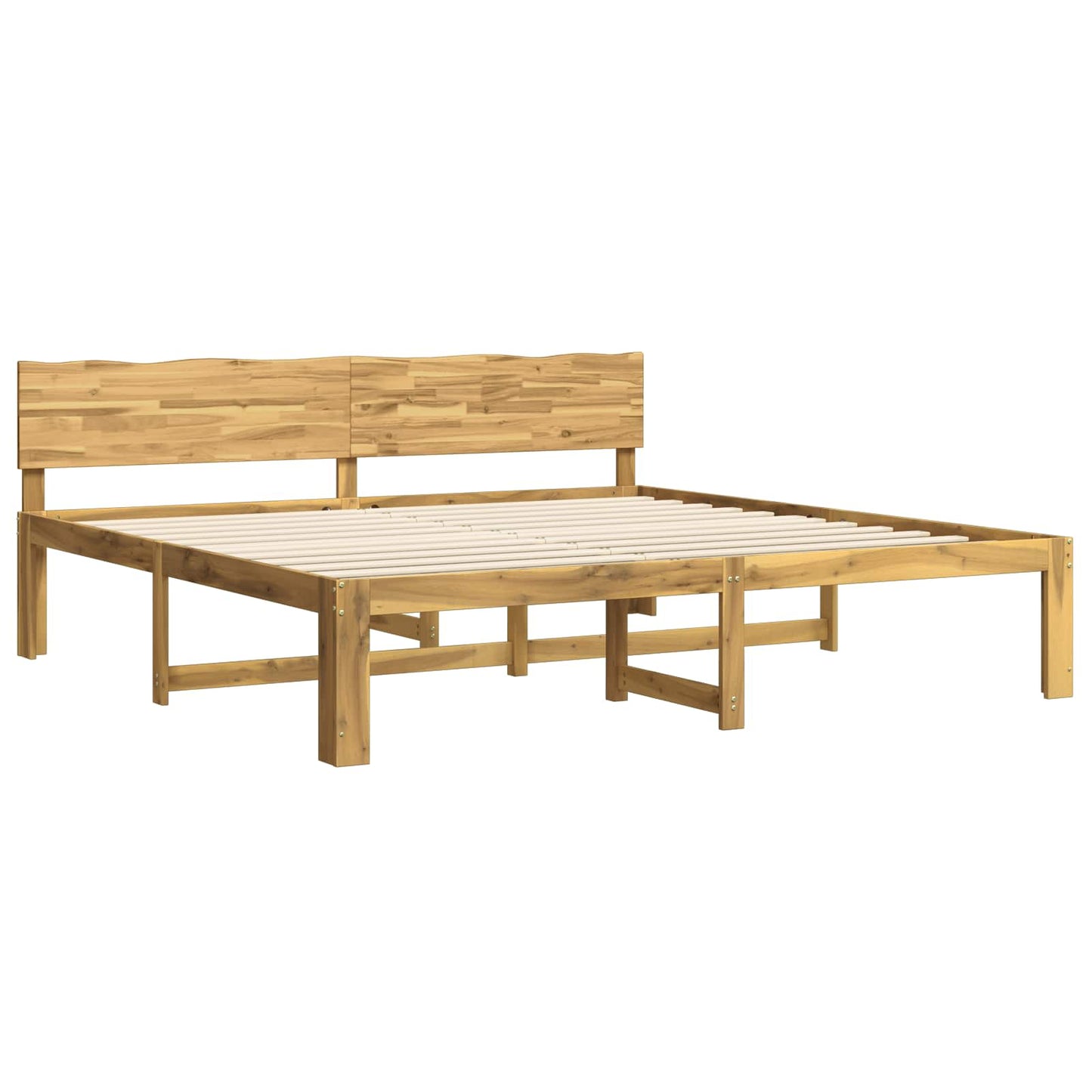 Double Bed Frame with Headboard ROSTOCK White 200 x 200 cm