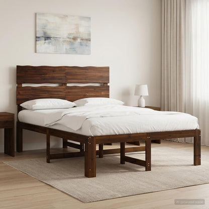 Double Bed Frame with Headboard ROSTOCK Dark Brown 120 x 190 cm