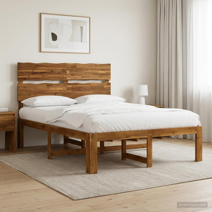 Double Bed Frame with Headboard ROSTOCK Natural 120 x 190 cm