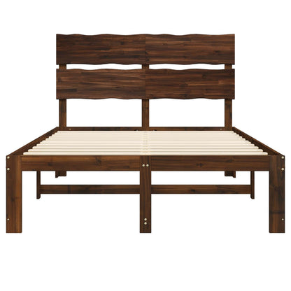 Double Bed Frame with Headboard ROSTOCK Dark Brown 135 x 190 cm