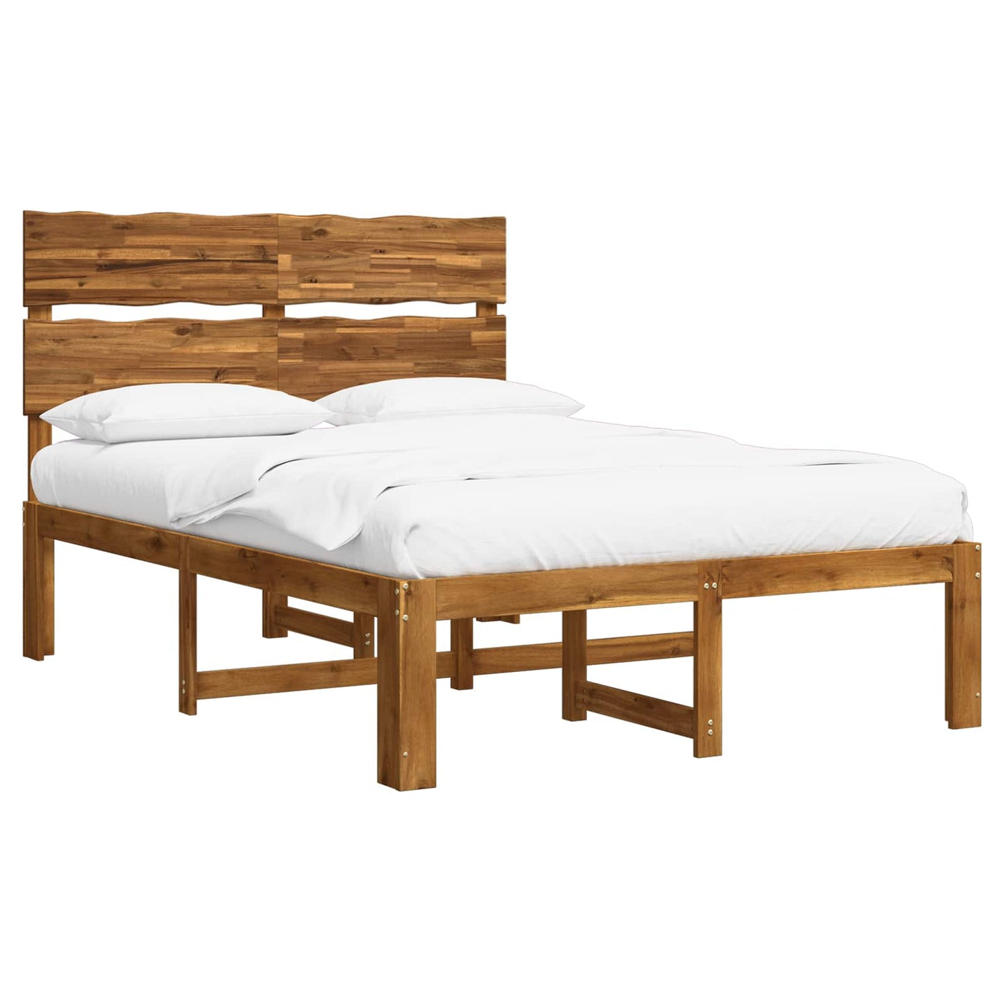 Double Bed Frame with Headboard ROSTOCK Natural 135 x 190 cm