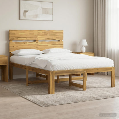 Double Bed Frame with Headboard ROSTOCK White 135 x 190 cm