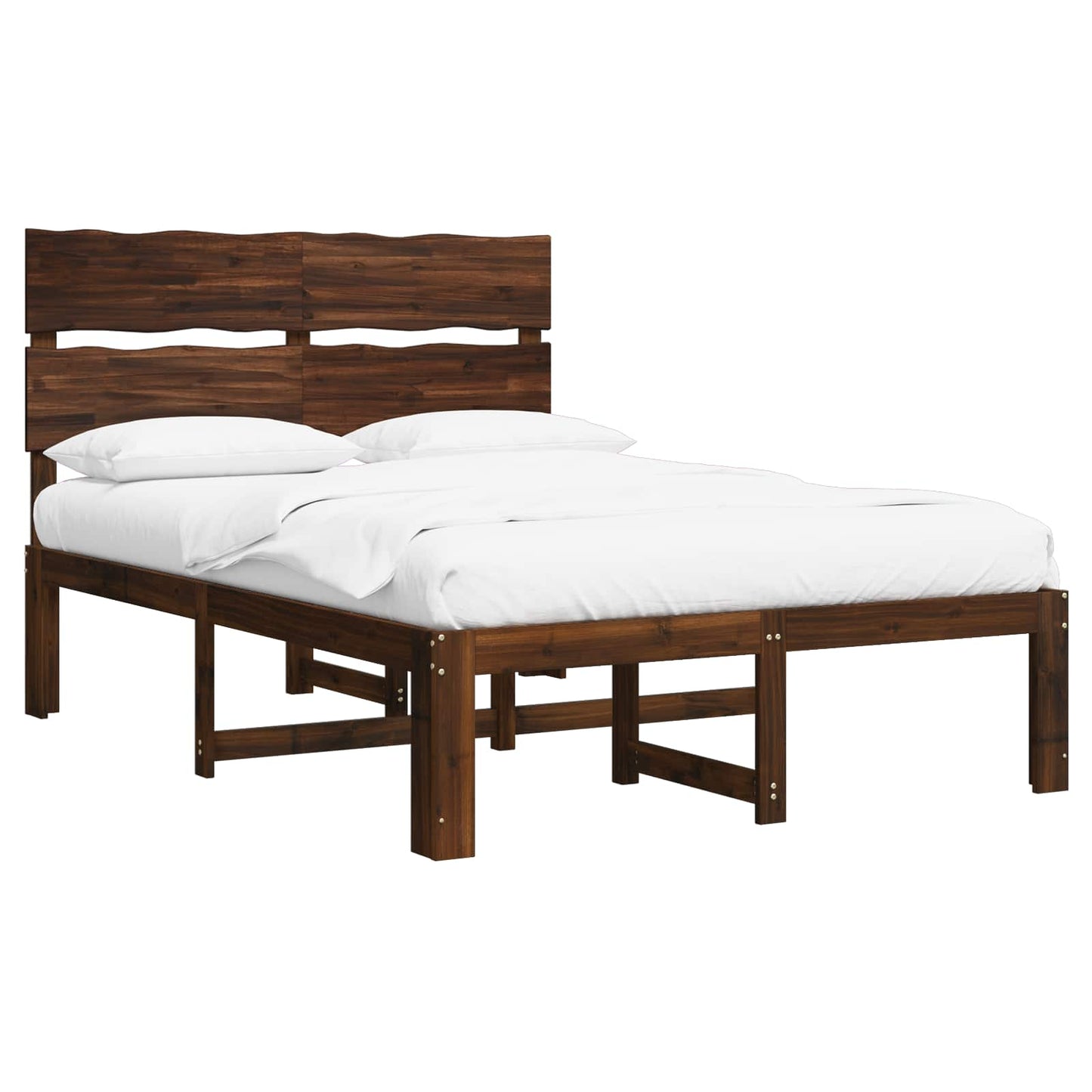 Double Bed Frame with Headboard ROSTOCK Dark Brown 140 x 190 cm