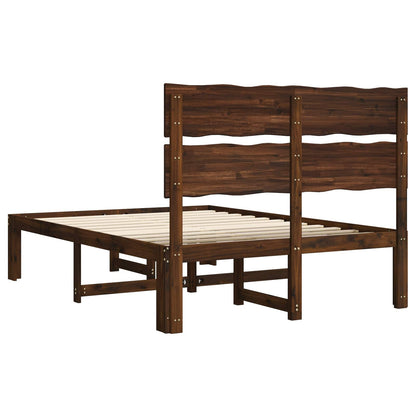 Double Bed Frame with Headboard ROSTOCK Dark Brown 140 x 190 cm