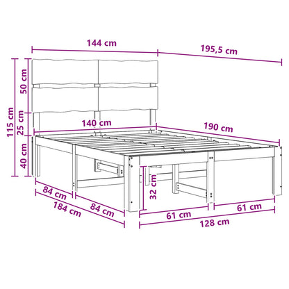Double Bed Frame with Headboard ROSTOCK Natural 140 x 190 cm
