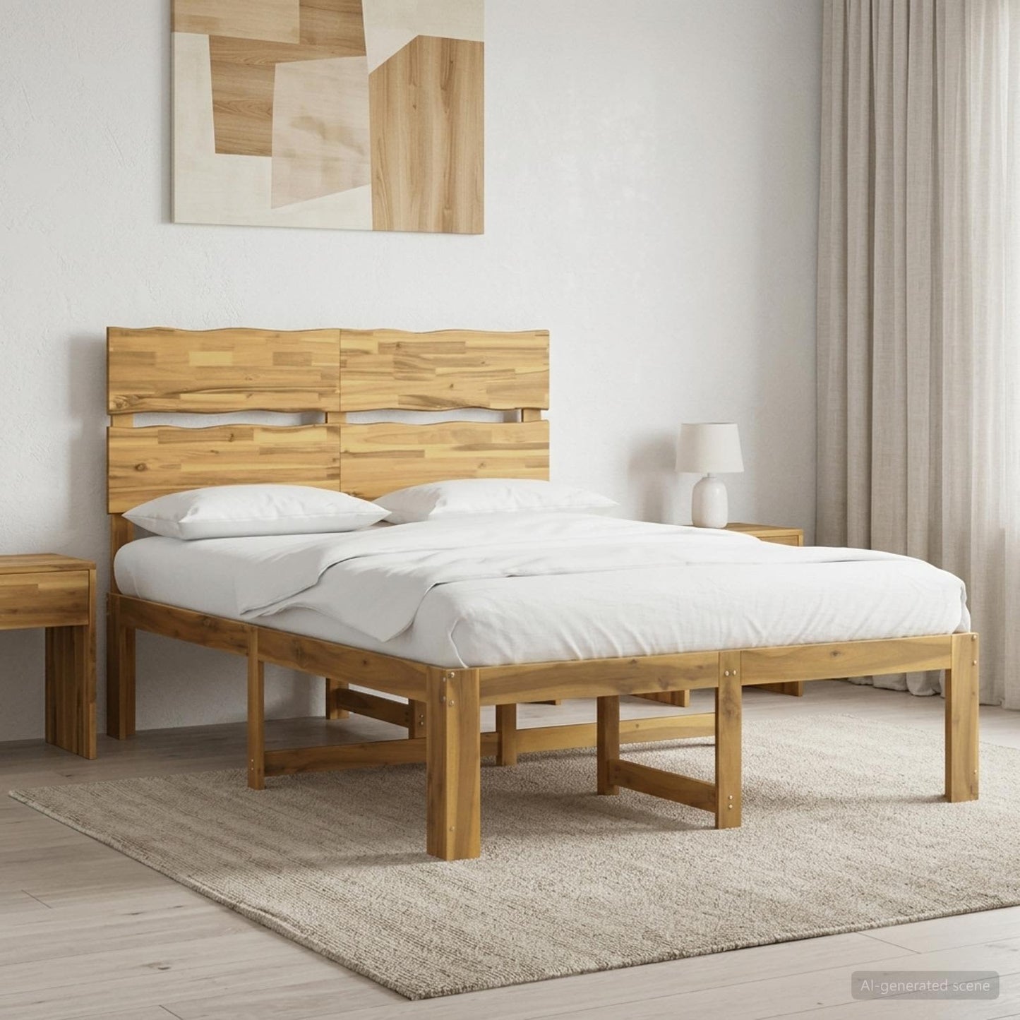 Double Bed Frame with Headboard ROSTOCK White 140 x 190 cm