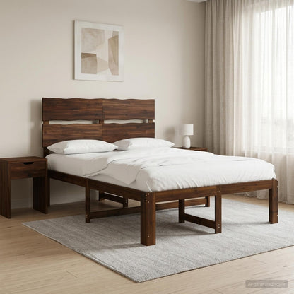 Double Bed Frame with Headboard ROSTOCK Dark Brown 120 x 200 cm