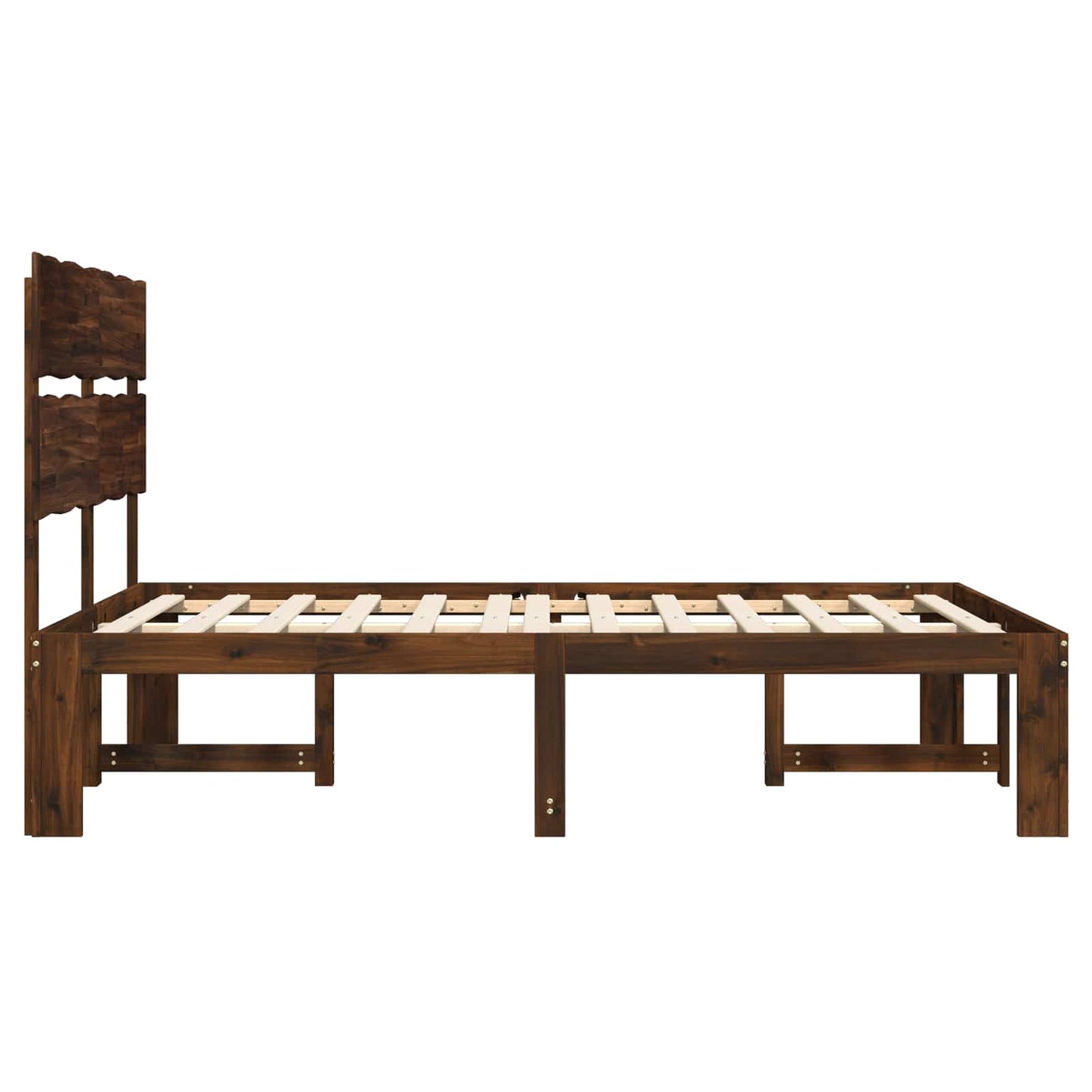 Double Bed Frame with Headboard ROSTOCK Dark Brown 140 x 200 cm