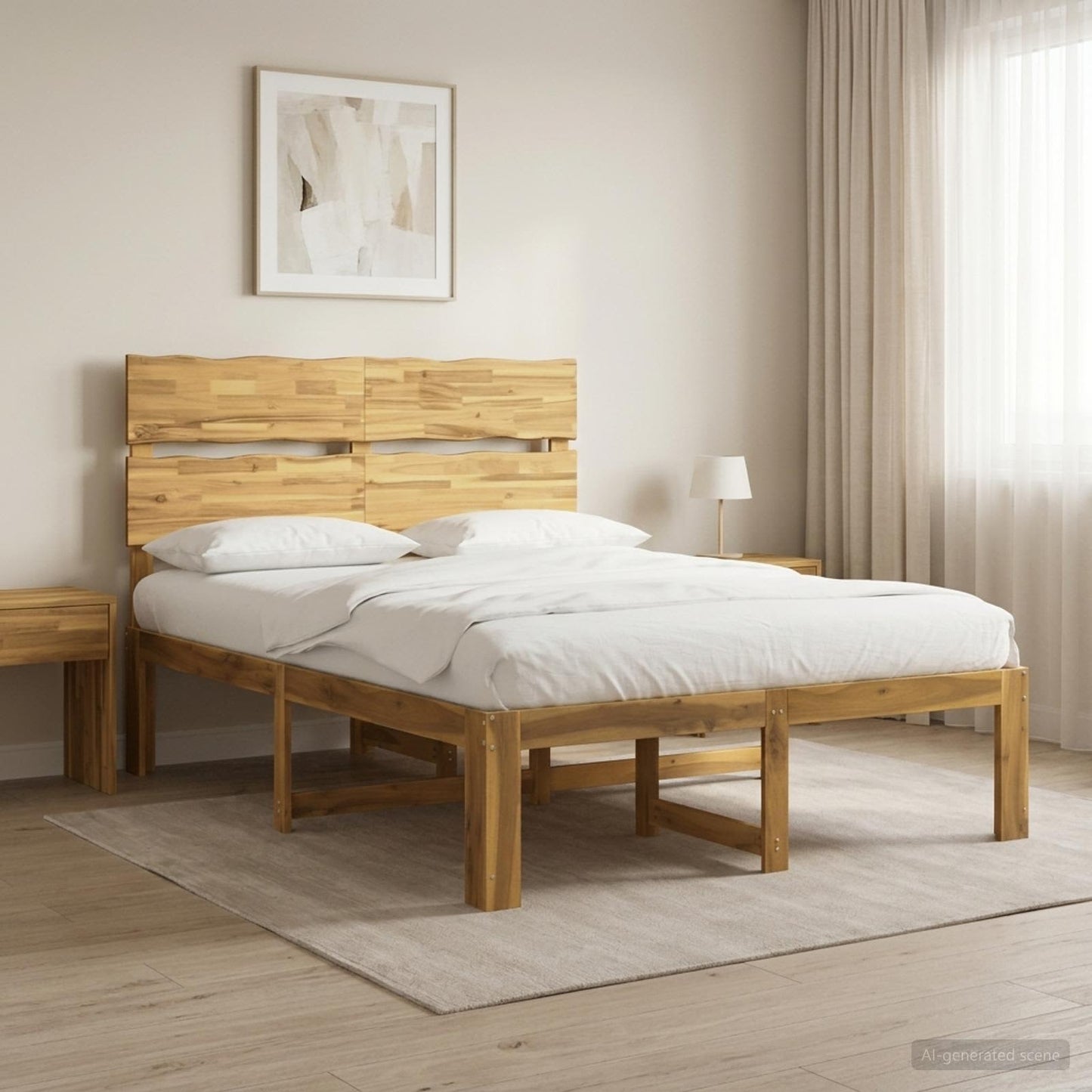 Double Bed Frame with Headboard ROSTOCK White 140 x 200 cm