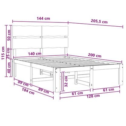 Double Bed Frame with Headboard ROSTOCK White 140 x 200 cm