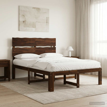 Double Bed Frame with Headboard ROSTOCK Dark Brown 150 x 200 cm