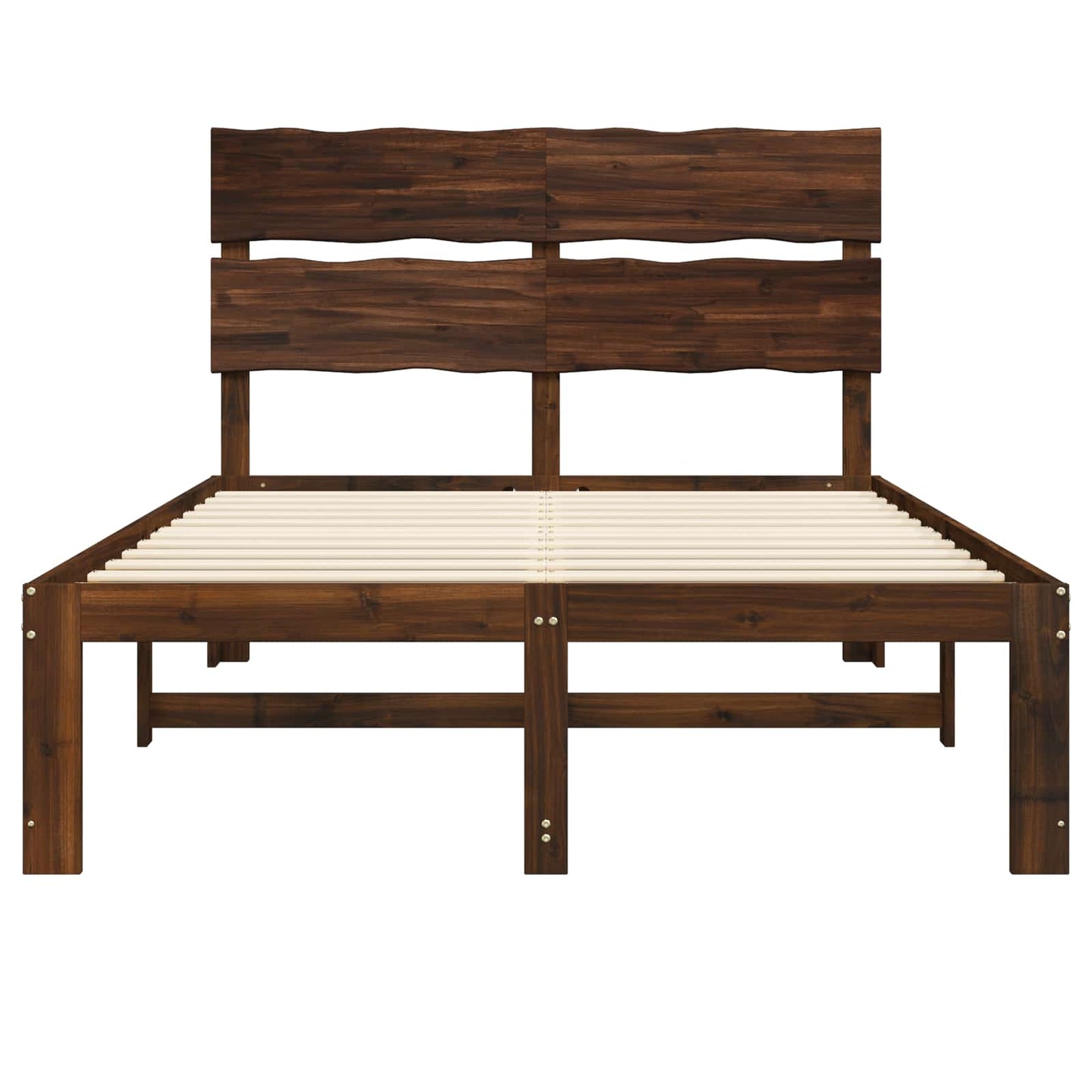 Double Bed Frame with Headboard ROSTOCK Dark Brown 150 x 200 cm