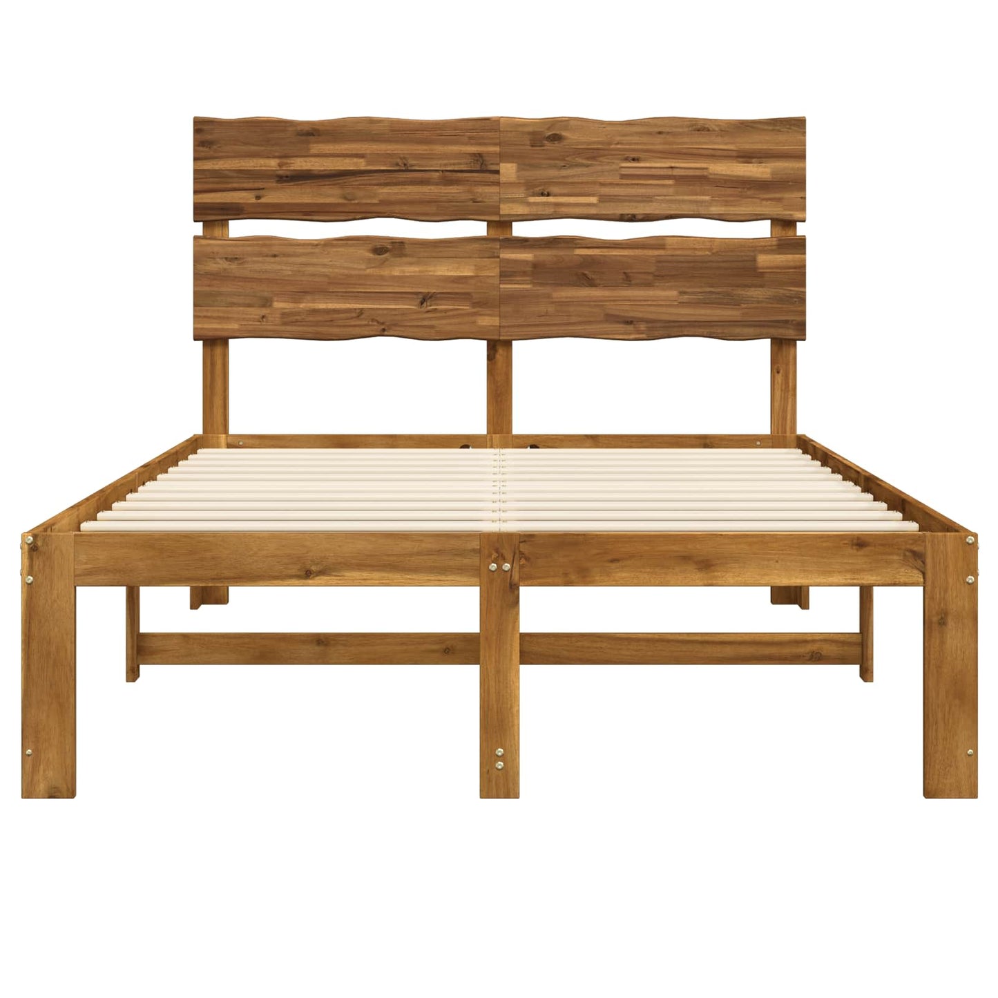 Double Bed Frame with Headboard ROSTOCK Natural 150 x 200 cm