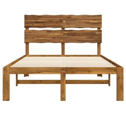 Double Bed Frame with Headboard ROSTOCK Natural 150 x 200 cm