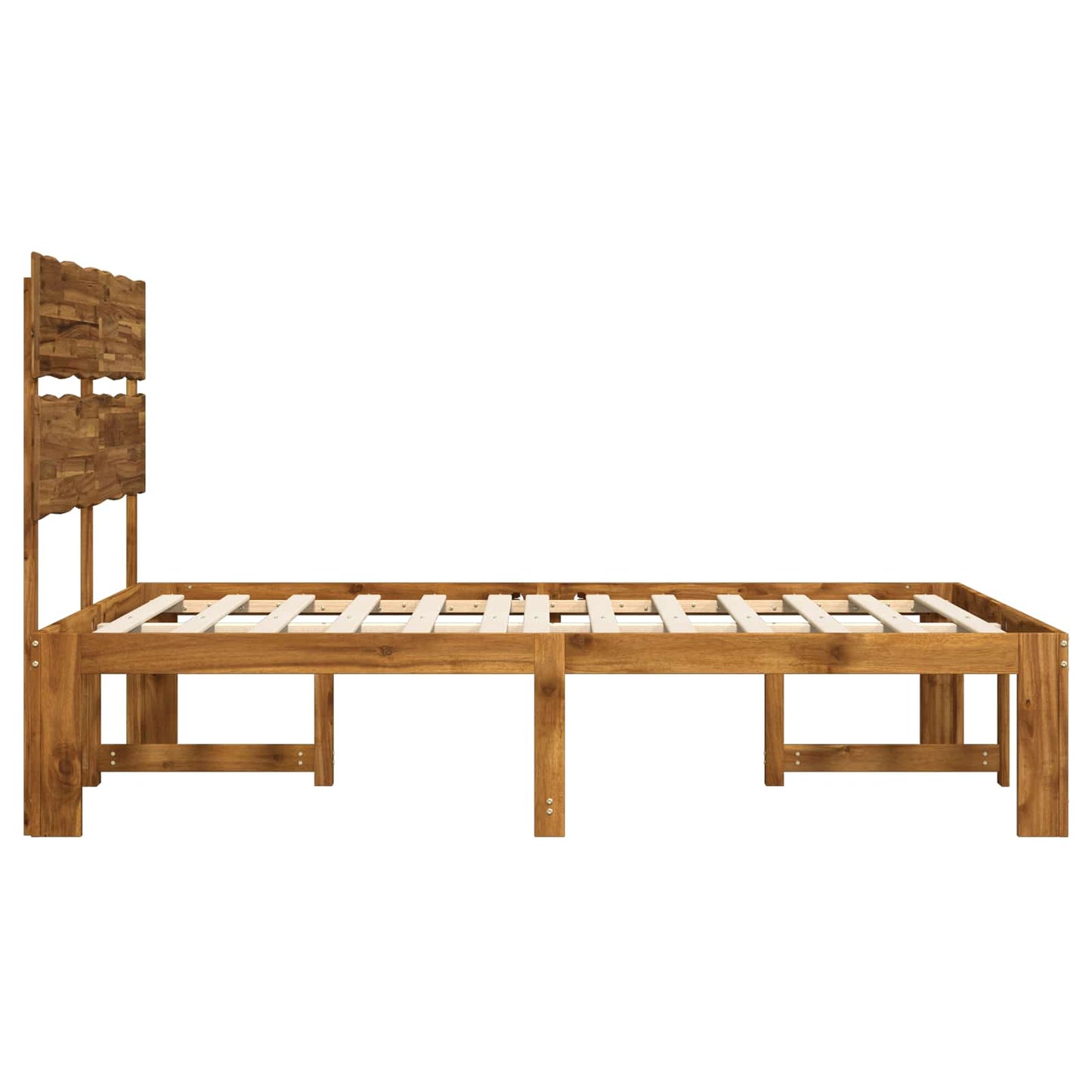 Double Bed Frame with Headboard ROSTOCK Natural 150 x 200 cm