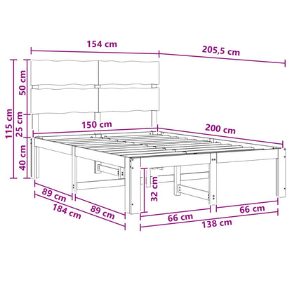 Double Bed Frame with Headboard ROSTOCK White 150 x 200 cm