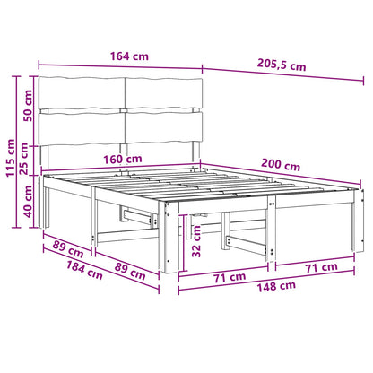 Double Bed Frame with Headboard ROSTOCK Dark Brown 160 x 200 cm