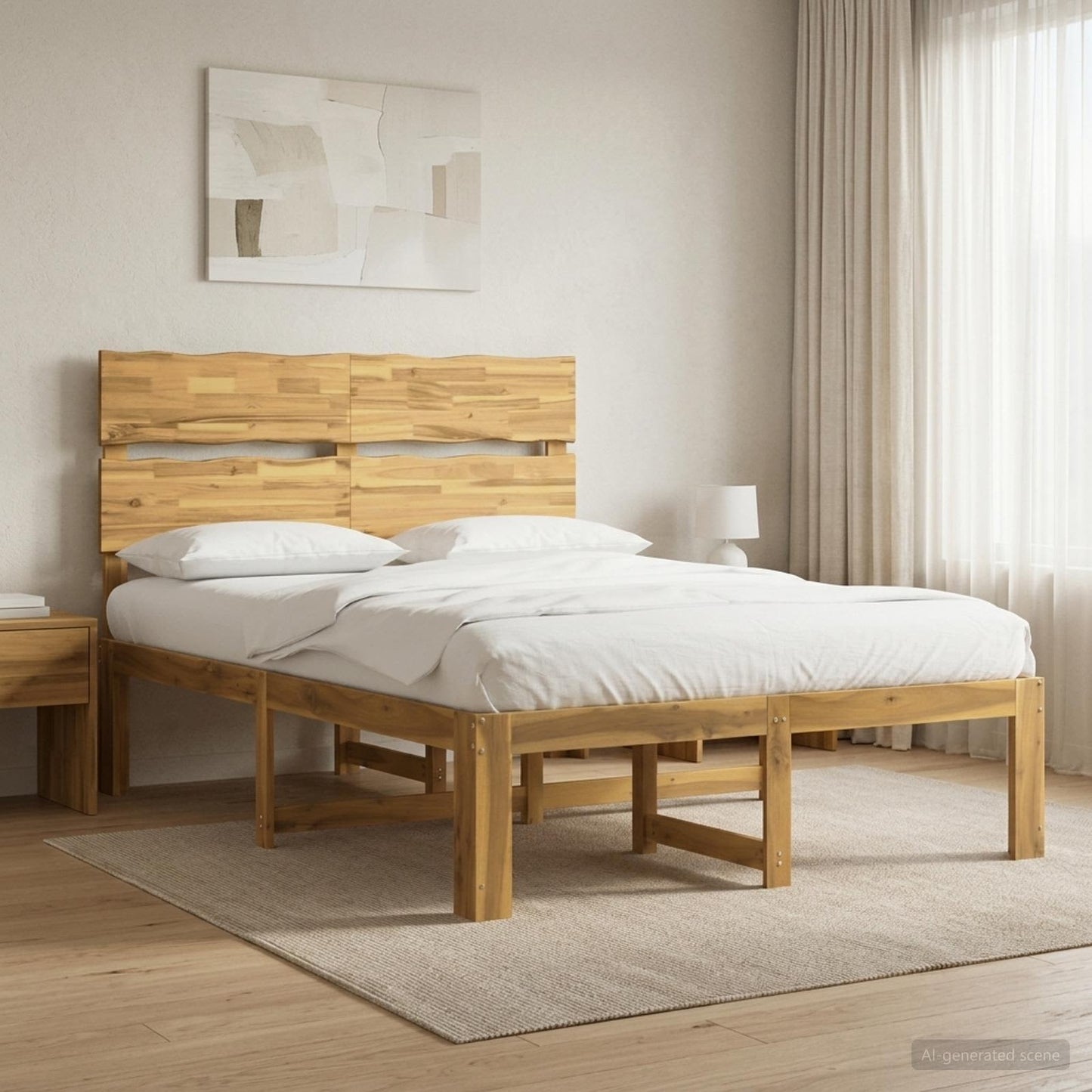 Double Bed Frame with Headboard ROSTOCK White 160 x 200 cm