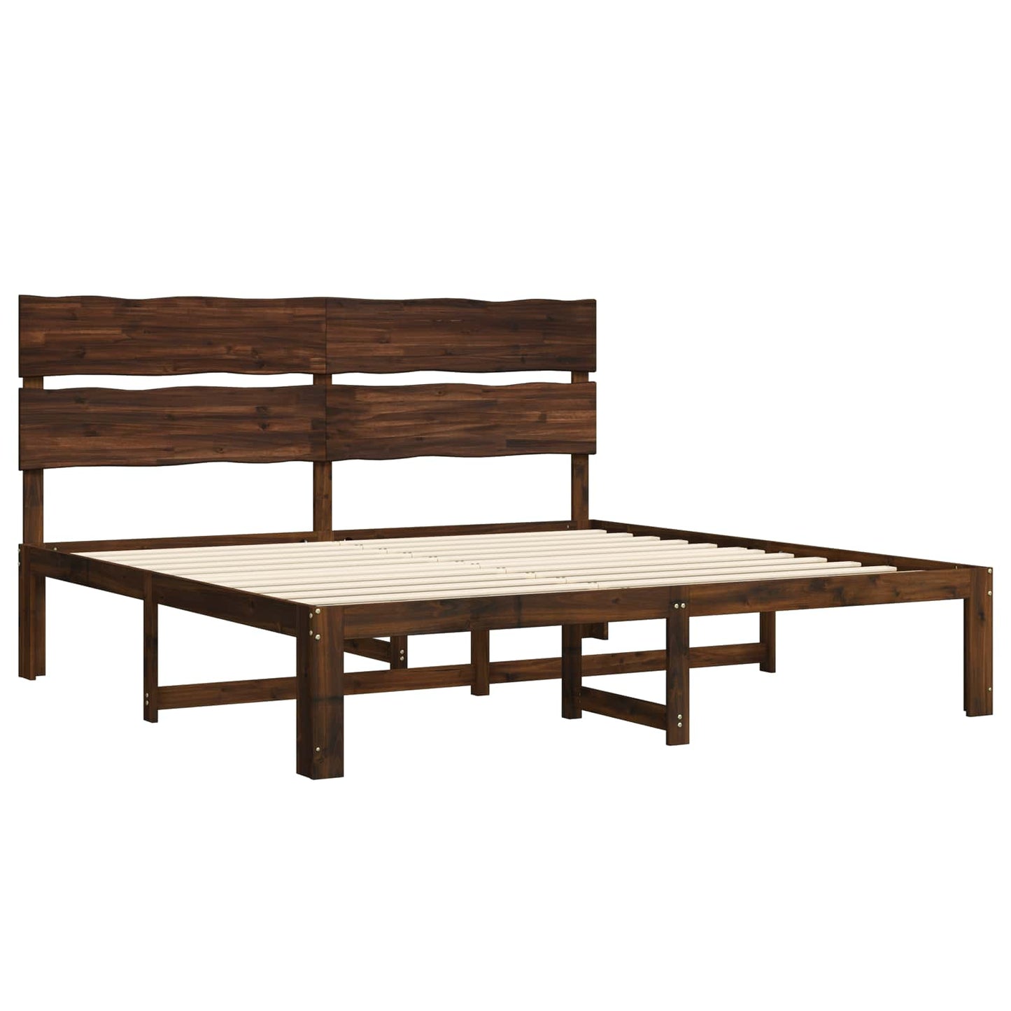 Double Bed Frame with Headboard ROSTOCK Dark Brown 180 x 200 cm