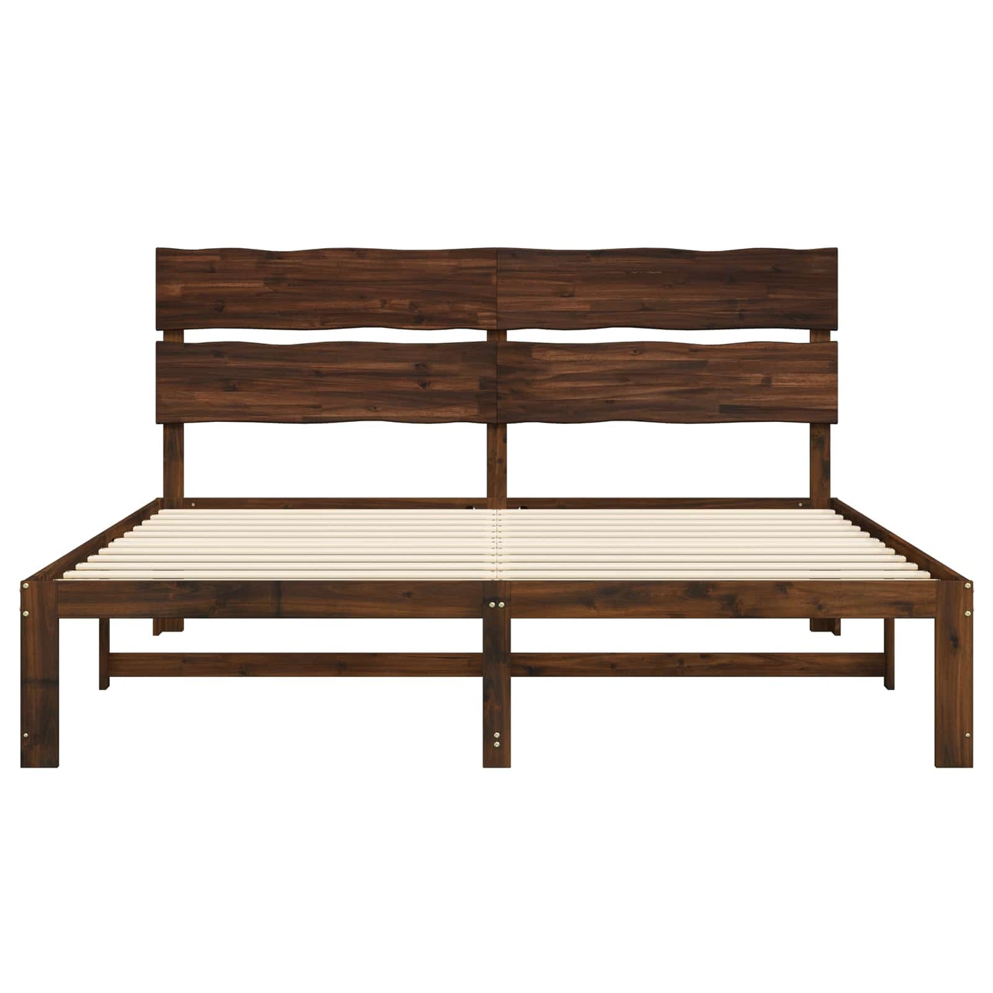 Double Bed Frame with Headboard ROSTOCK Dark Brown 180 x 200 cm
