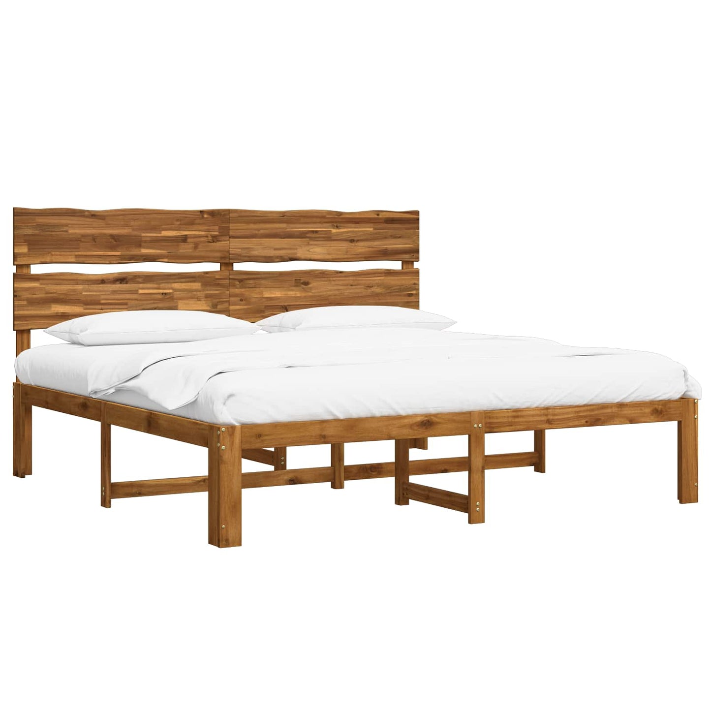 Double Bed Frame with Headboard ROSTOCK Natural 180 x 200 cm