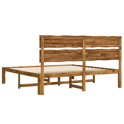 Double Bed Frame with Headboard ROSTOCK Natural 180 x 200 cm