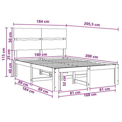 Double Bed Frame with Headboard ROSTOCK Natural 180 x 200 cm