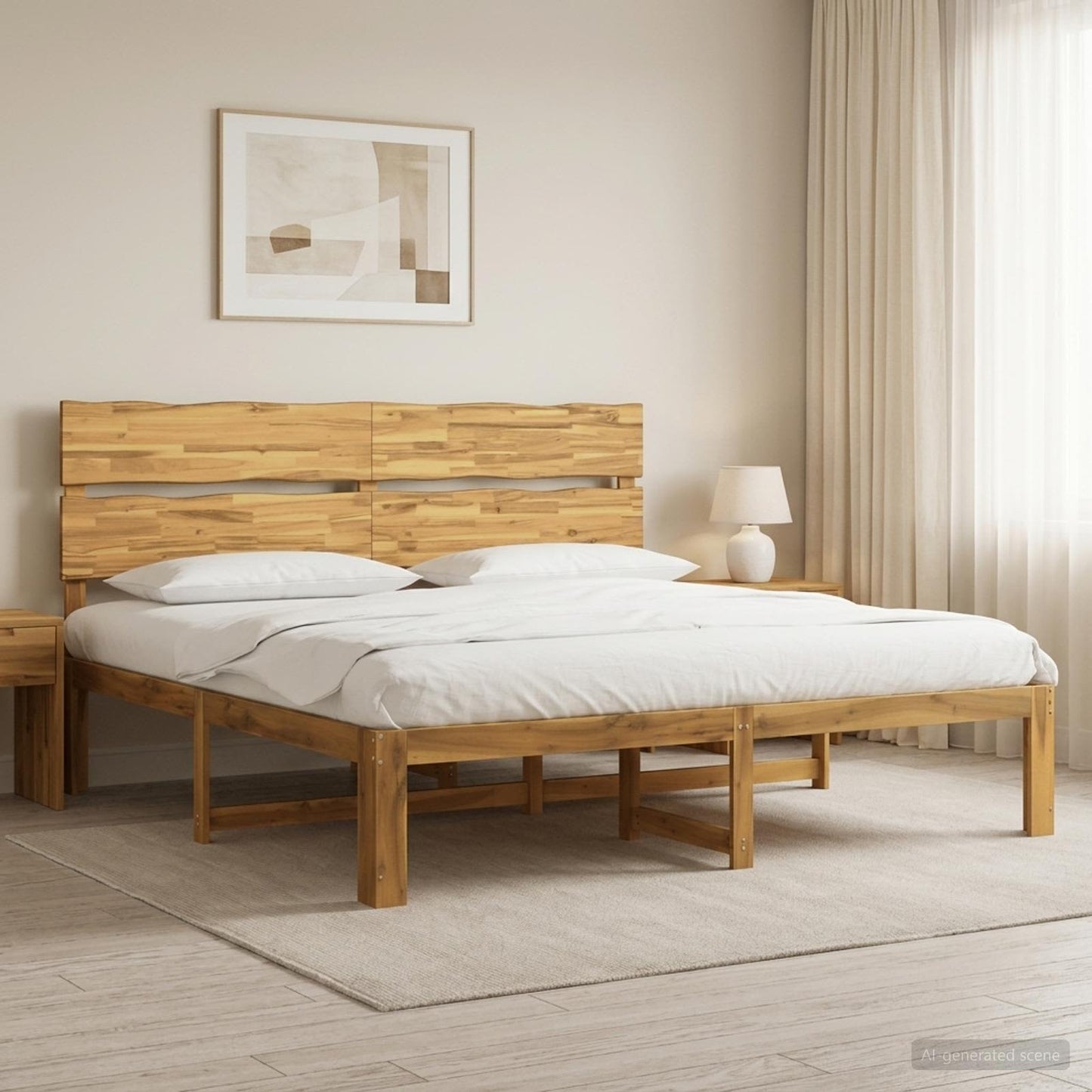 Double Bed Frame with Headboard ROSTOCK White 180 x 200 cm