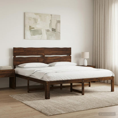 Double Bed Frame with Headboard ROSTOCK Dark Brown 200 x 200 cm