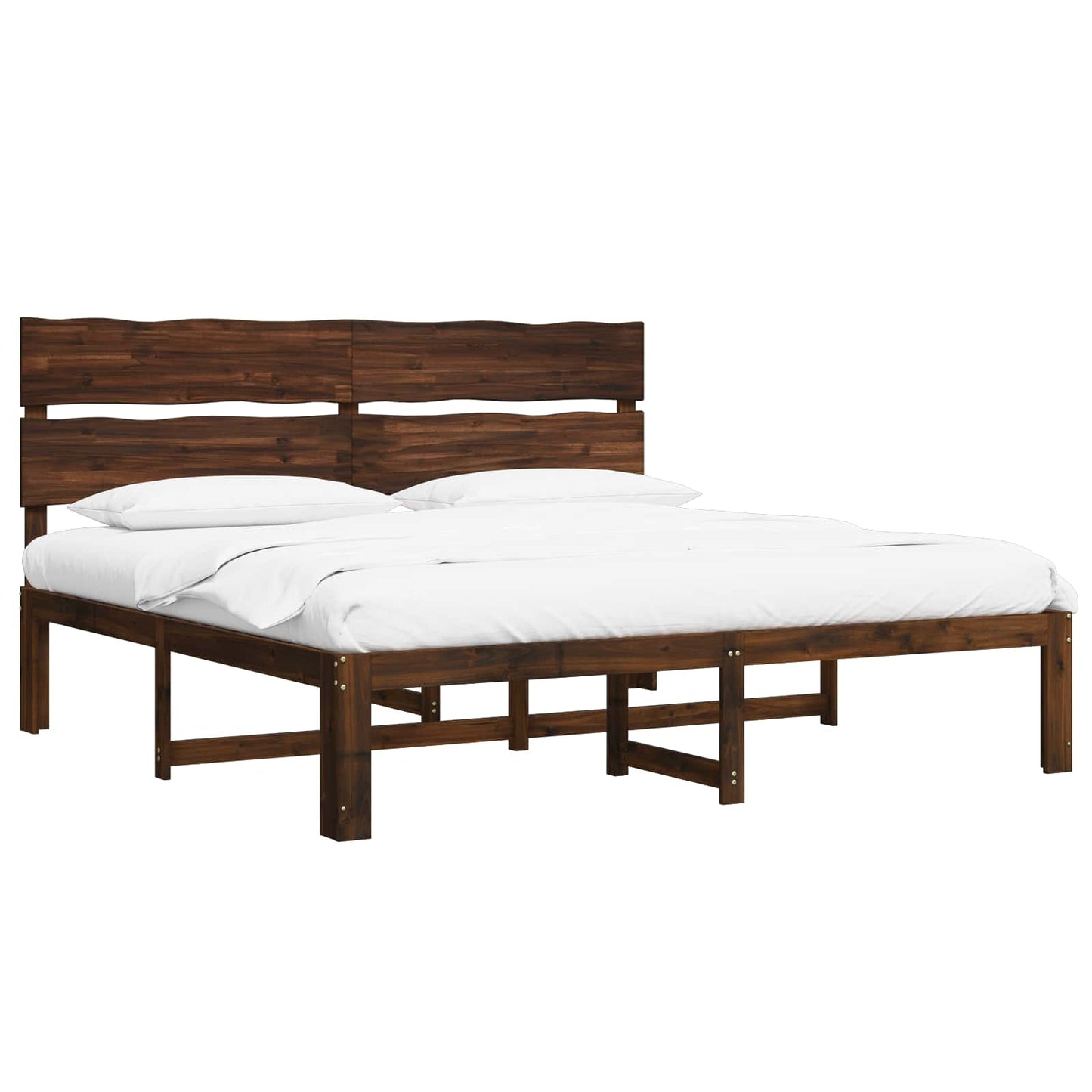 Double Bed Frame with Headboard ROSTOCK Dark Brown 200 x 200 cm
