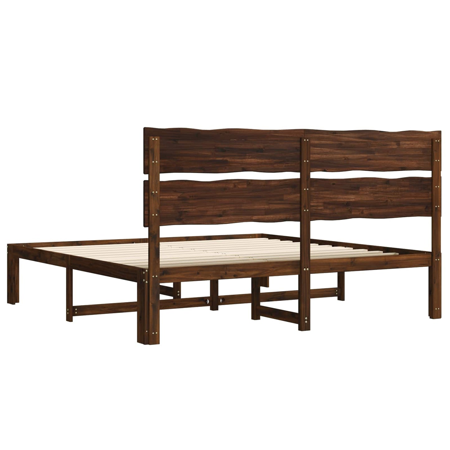 Double Bed Frame with Headboard ROSTOCK Dark Brown 200 x 200 cm