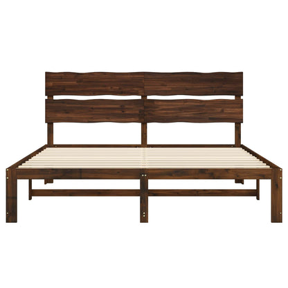 Double Bed Frame with Headboard ROSTOCK Dark Brown 200 x 200 cm