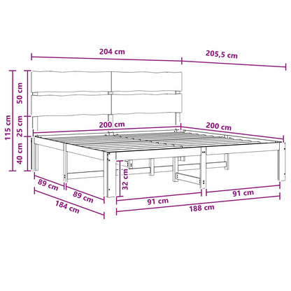 Double Bed Frame with Headboard ROSTOCK Dark Brown 200 x 200 cm