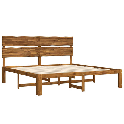 Double Bed Frame with Headboard ROSTOCK Natural 200 x 200 cm