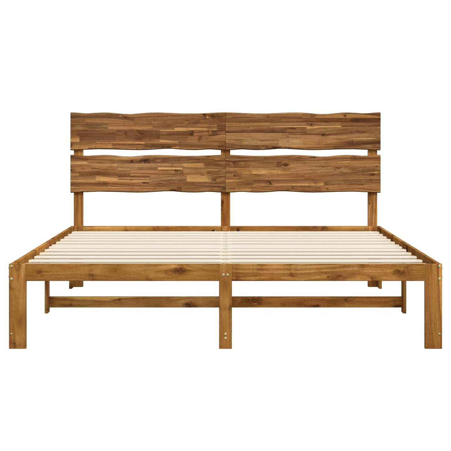 Double Bed Frame with Headboard ROSTOCK Natural 200 x 200 cm
