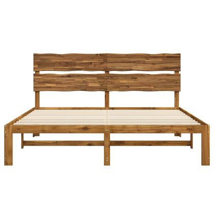 Double Bed Frame with Headboard ROSTOCK Natural 200 x 200 cm