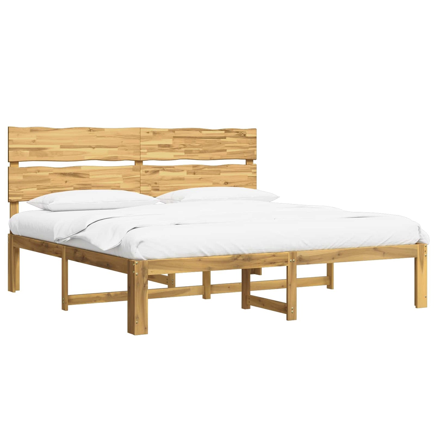 Double Bed Frame with Headboard ROSTOCK White 200 x 200 cm