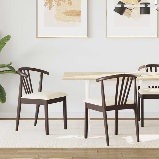 Dining Chair 2 pcs Solid Rubberwood Light Brown and Light