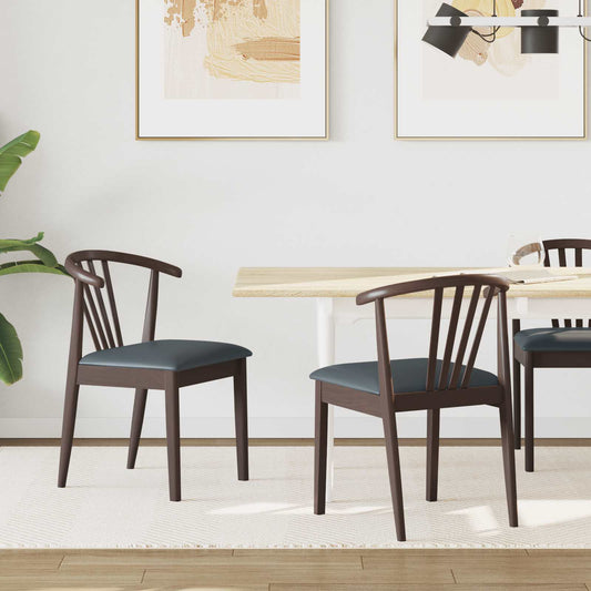 Dining Chair 2 pcs Solid Rubberwood Light Brown and Black